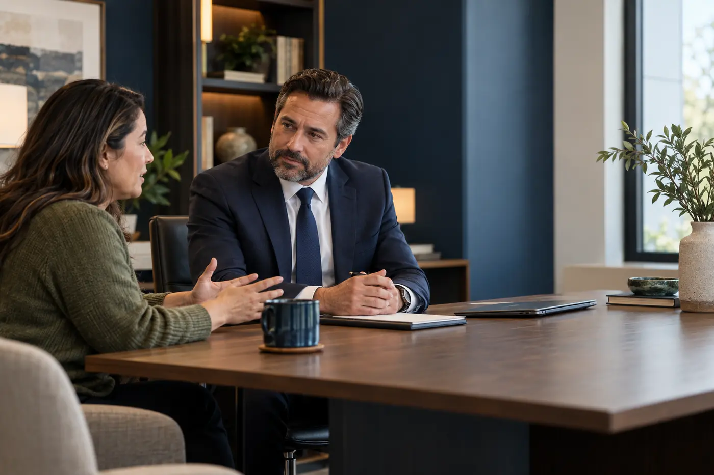 Illustrative private conversation between an attorney and an adult seeking legal guidance